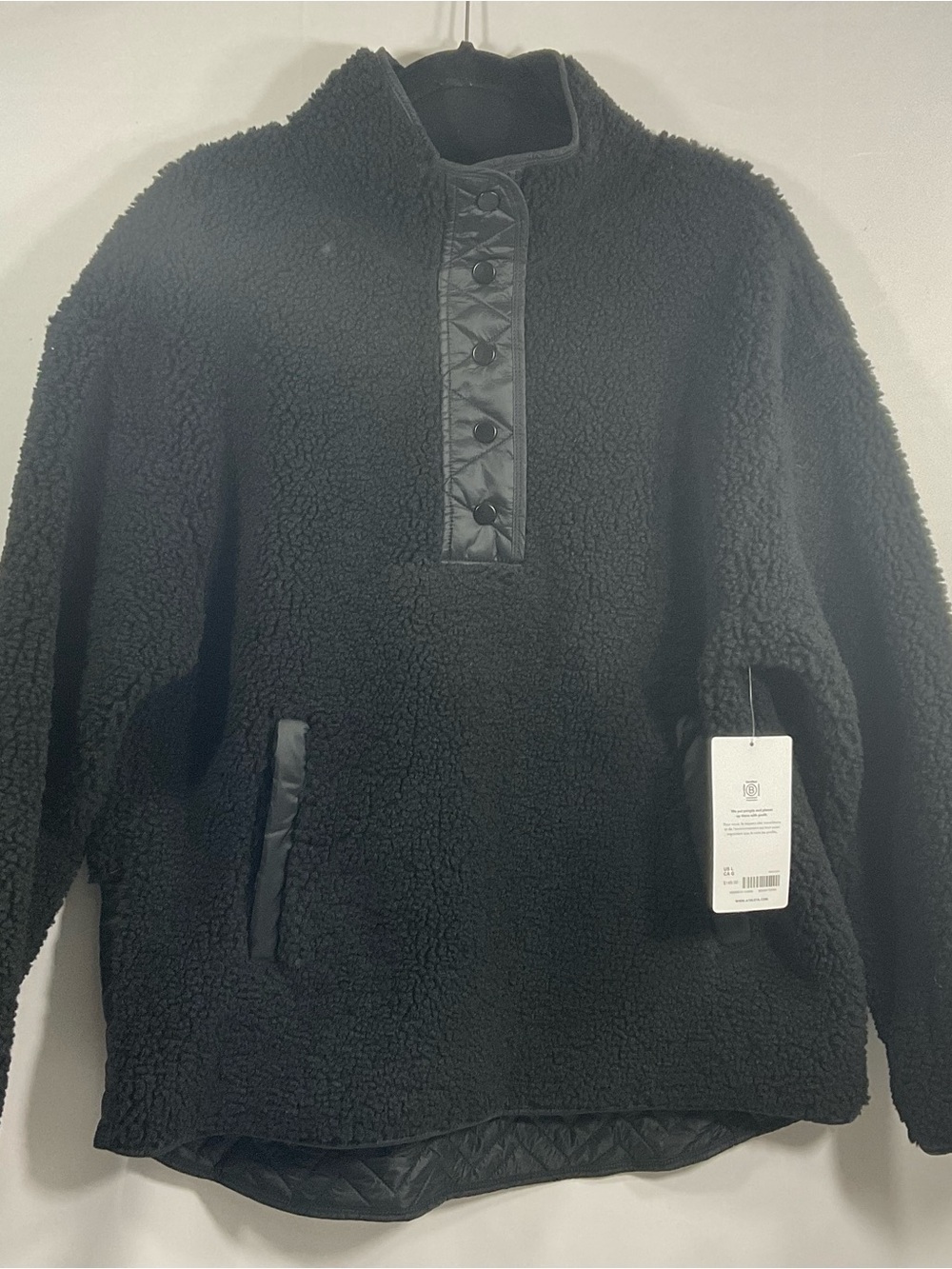 Athleta Black Cozy Sherpa Snap Sweatshirt